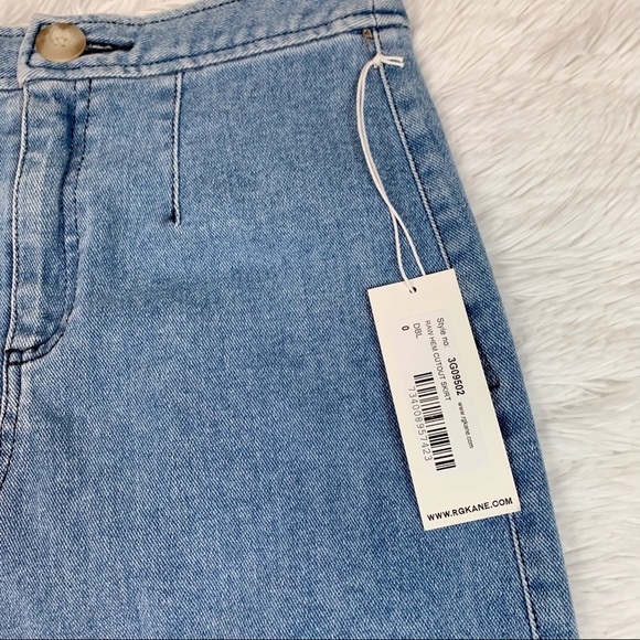 R.G. Kane Raw Hem Cut out Denim Skirt high rise straight a-line - Picture 7 of 12